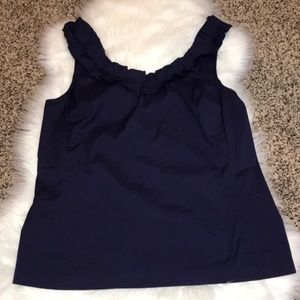 Ann Taylor Navy Ruffle Neck Tank Size 14